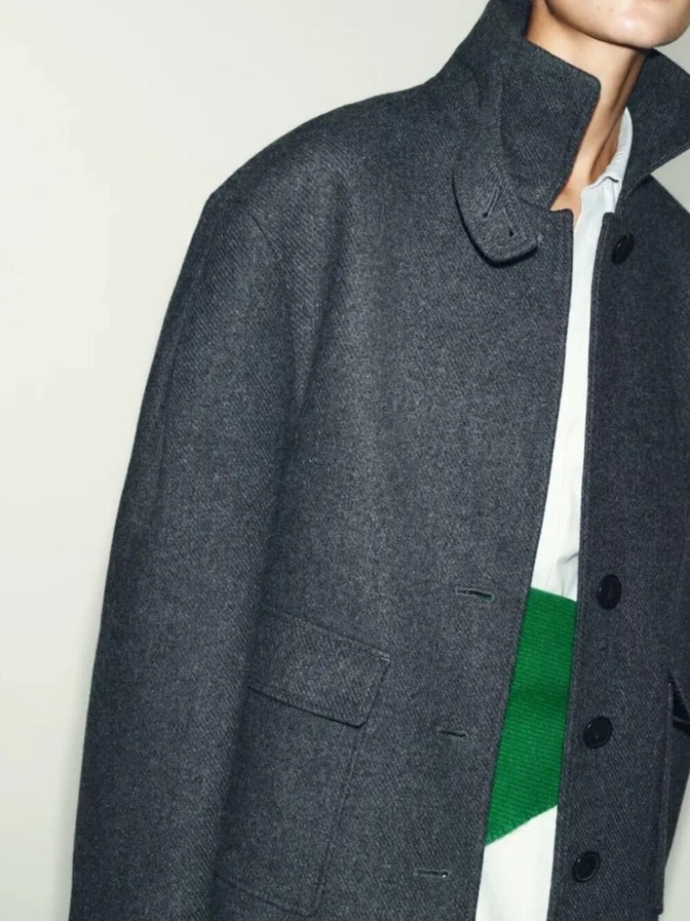ZARA WOMAN NEW WOOL BLEND SHORT COAT WITH HIGH NECK GRAY SIZE XL 2070/397 NWT - Picture 5 of 11